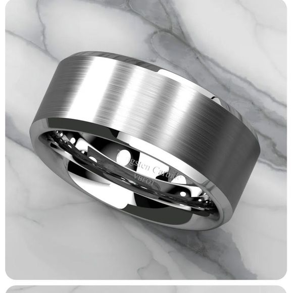 atop Other - Mens Tungsten Silver Brushed Wedding Band Ring Size 11 New
